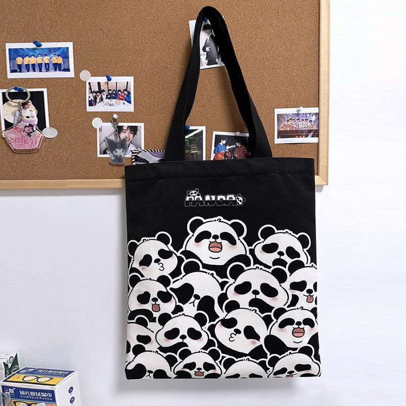 Sac à bandoulière en toile de grande capacité fait main avec Buddha Stones , motif panda mignon