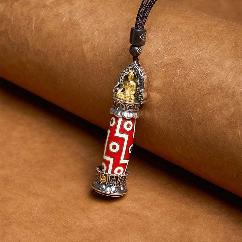 Collier pendentif de protection en perles Dzi à neuf yeux Buddha Stones de médecine tibétaine