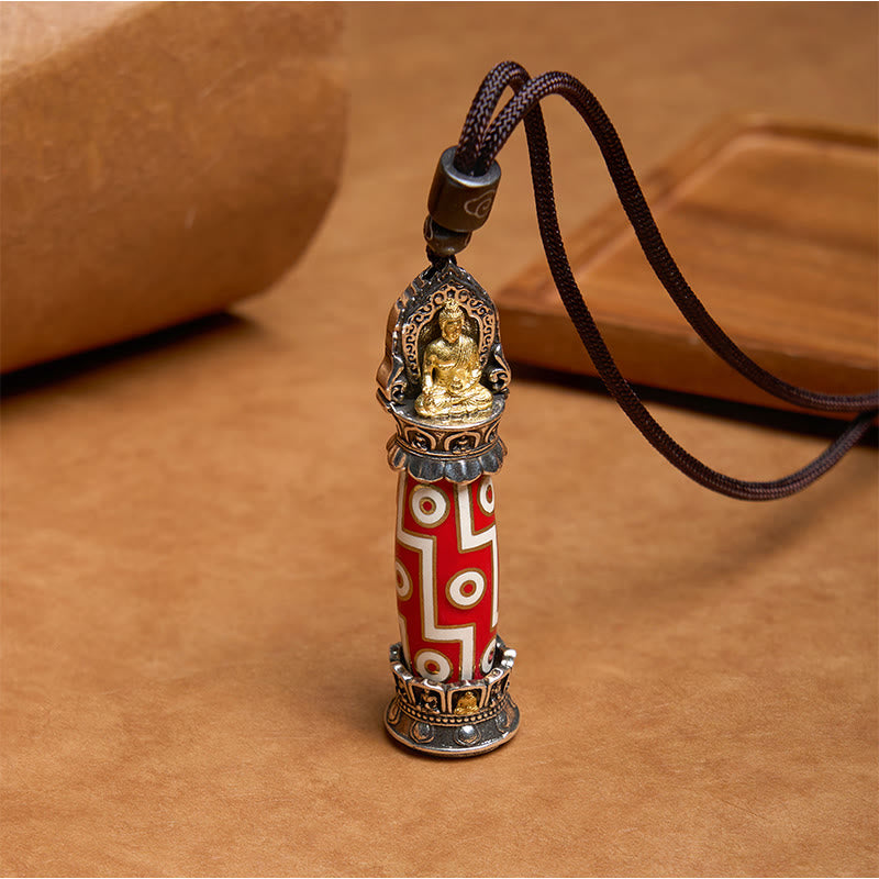 Collier pendentif de protection en perles Dzi à neuf yeux Buddha Stones de médecine tibétaine