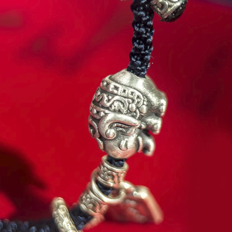 Bracelet de force avec breloque amulette en argent sterling 925 Buddha Stones et éléphant en sécurité et en bonne santé