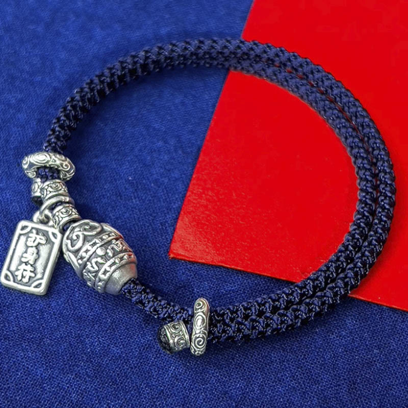 Bracelet de force avec breloque amulette en argent sterling 925 Buddha Stones et éléphant en sécurité et en bonne santé