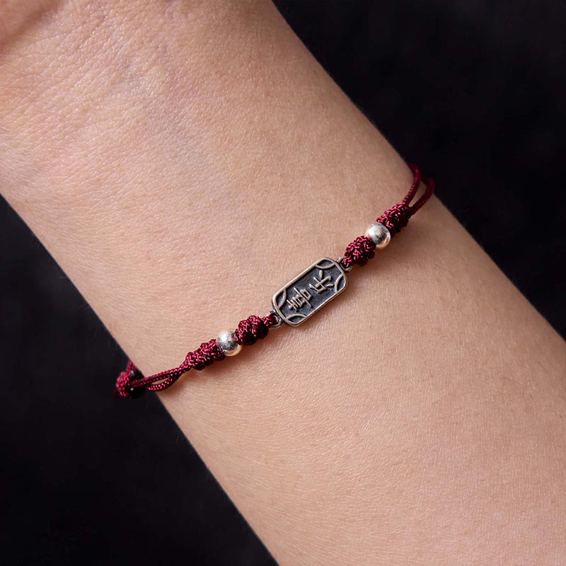 Bracelet tressé en argent sterling 925 fait main avec Buddha Stones pour la paix et la joie
