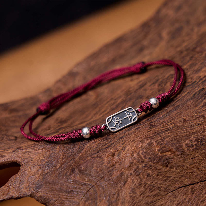 Bracelet tressé en argent sterling 925 fait main avec Buddha Stones pour la paix et la joie