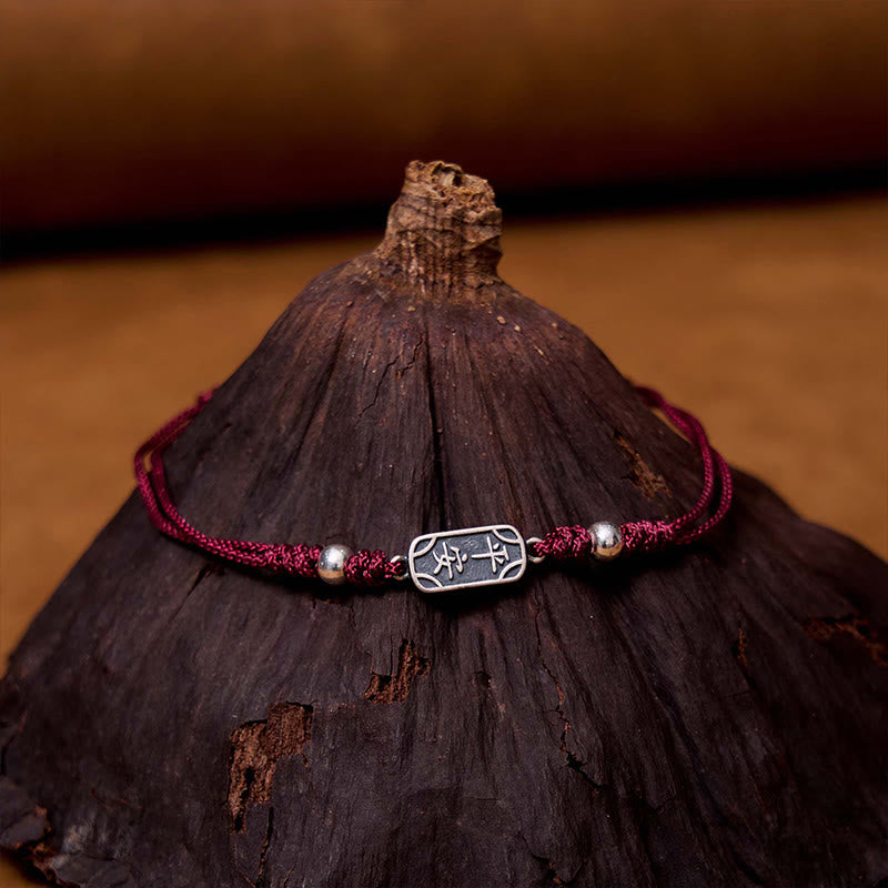 Bracelet tressé en argent sterling 925 fait main avec Buddha Stones pour la paix et la joie