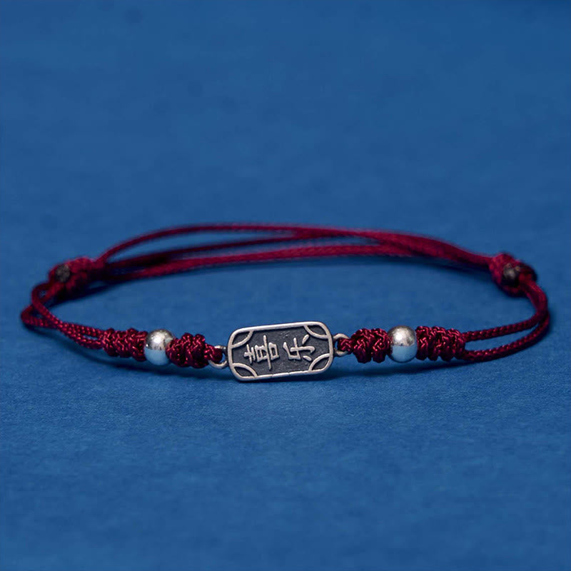 Bracelet tressé en argent sterling 925 fait main avec Buddha Stones pour la paix et la joie
