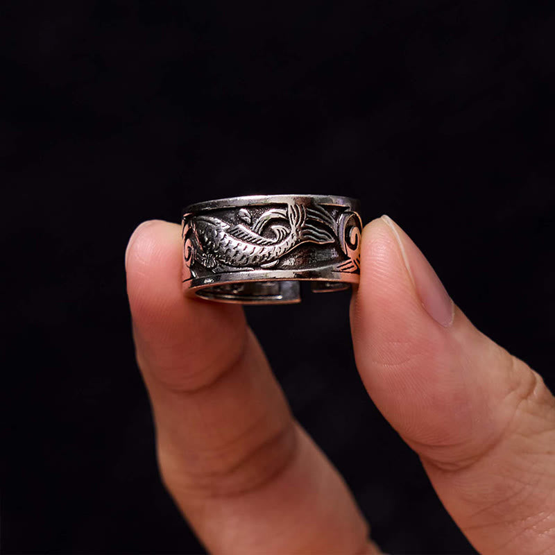 Buddha Stones avec motif sculpté de poisson Koi et de cœur Sutra pour la chance et la richesse