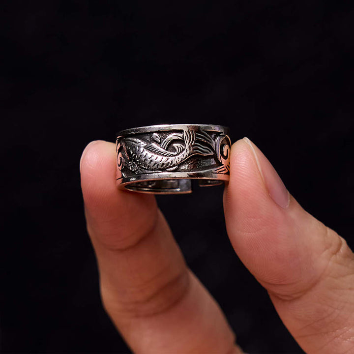 Buddha Stones avec motif sculpté de poisson Koi et de cœur Sutra pour la chance et la richesse