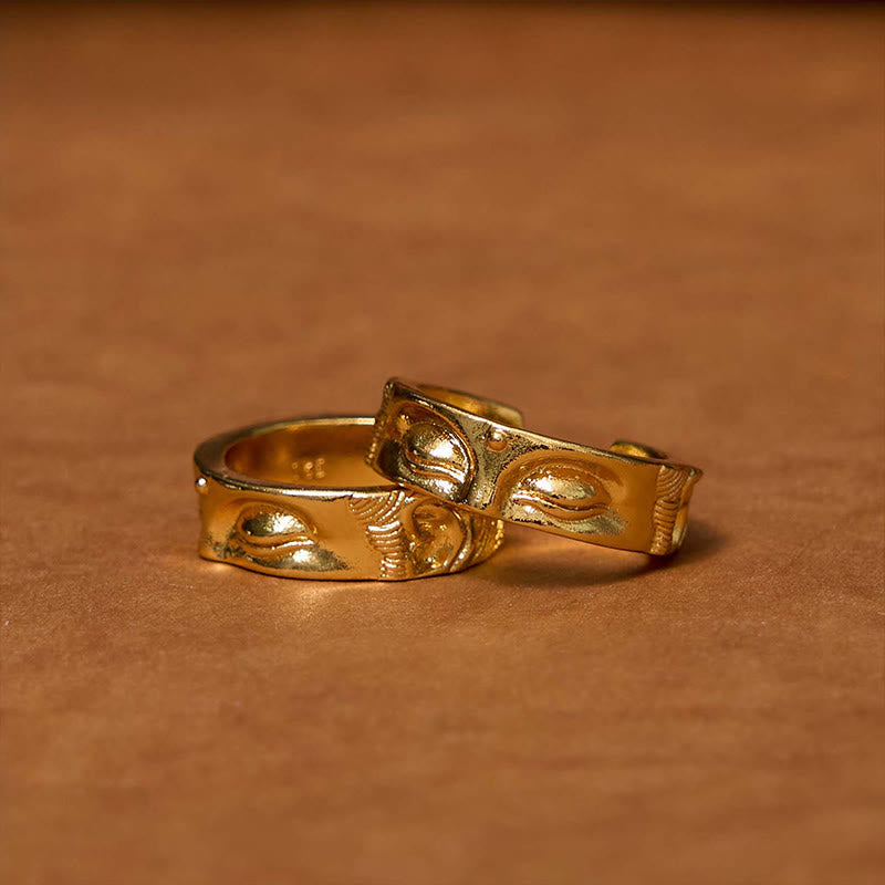 Bague ajustable en cuivre Bouddha Sérénité Méditation dorée Buddha Stones
