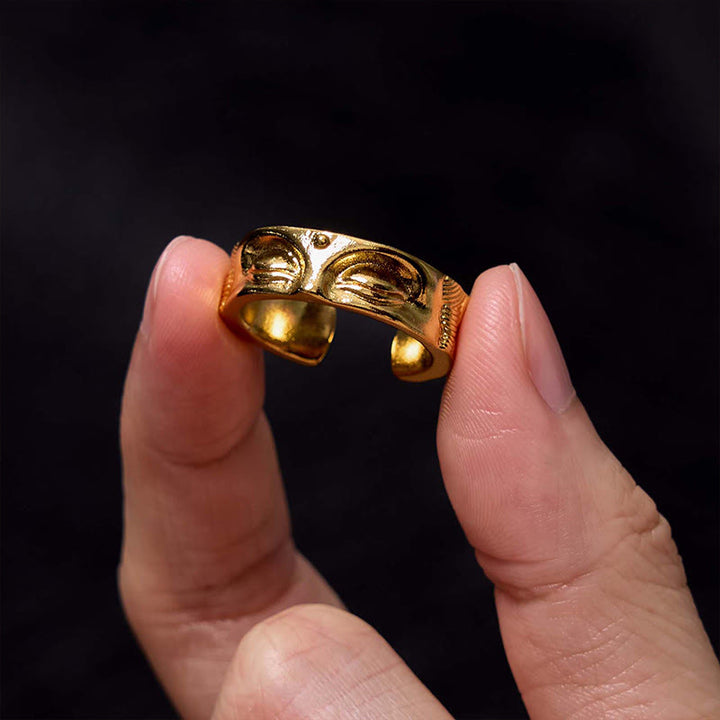 Bague ajustable en cuivre Bouddha Sérénité Méditation dorée Buddha Stones