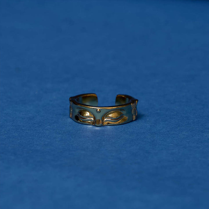 Bague ajustable en cuivre Bouddha Sérénité Méditation dorée Buddha Stones