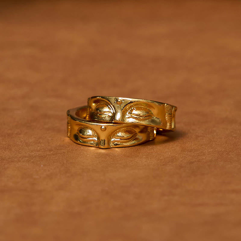 Bague ajustable en cuivre Bouddha Sérénité Méditation dorée Buddha Stones