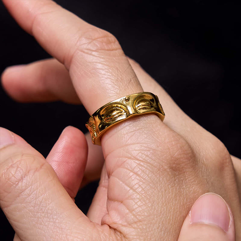 Bague ajustable en cuivre Bouddha Sérénité Méditation dorée Buddha Stones