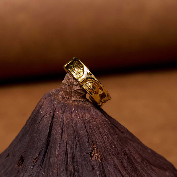 Bague ajustable en cuivre Bouddha Sérénité Méditation dorée Buddha Stones