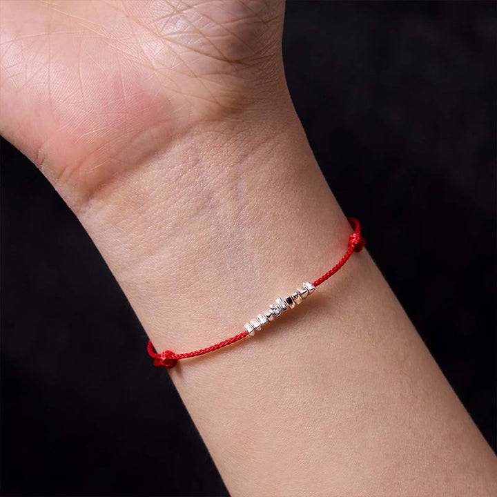Bracelet en corde tressée ultra-mince fait main en argent sterling 925 avec petites pièces de Buddha Stones