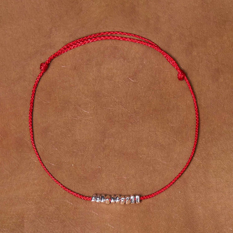 Bracelet en corde tressée ultra-mince fait main en argent sterling 925 avec petites pièces de Buddha Stones