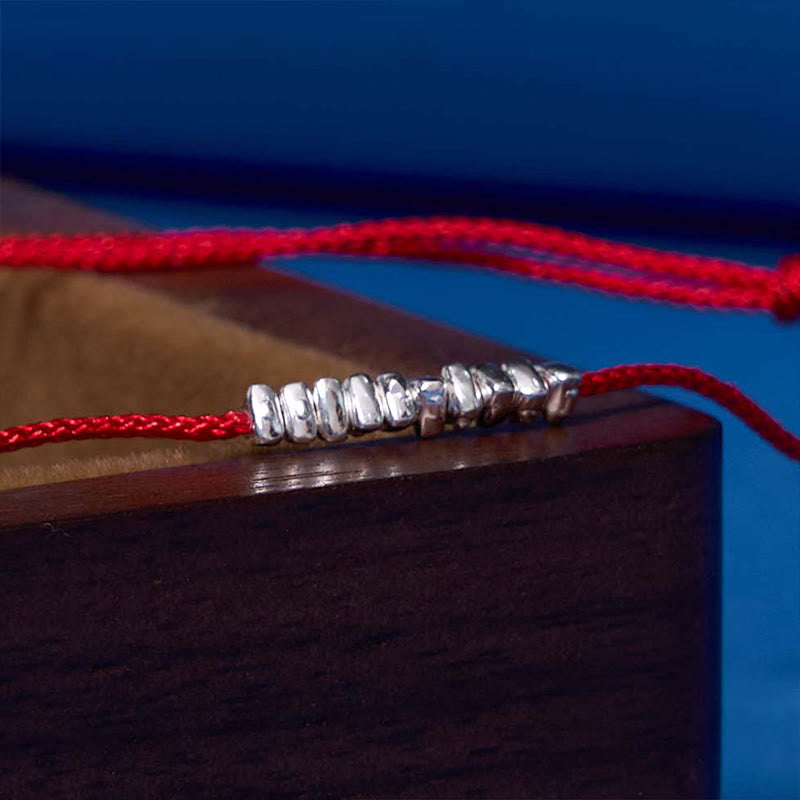 Bracelet en corde tressée ultra-mince fait main en argent sterling 925 avec petites pièces de Buddha Stones