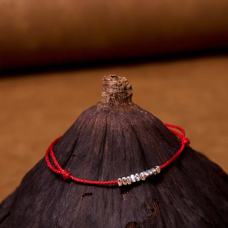 Bracelet en corde tressée ultra-mince fait main en argent sterling 925 avec petites pièces de Buddha Stones
