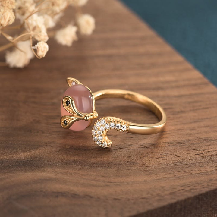 Bague d'amour en cuivre œil de chat et renard Buddha Stones