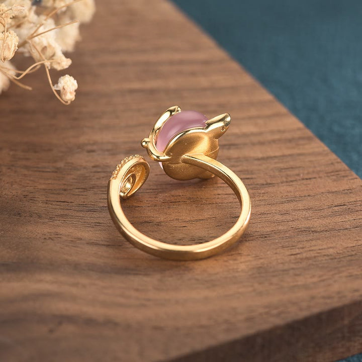 Bague d'amour en cuivre œil de chat et renard Buddha Stones