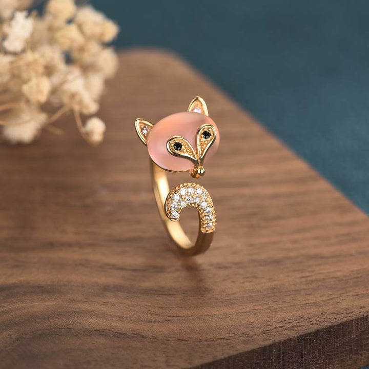 Bague d'amour en cuivre œil de chat et renard Buddha Stones