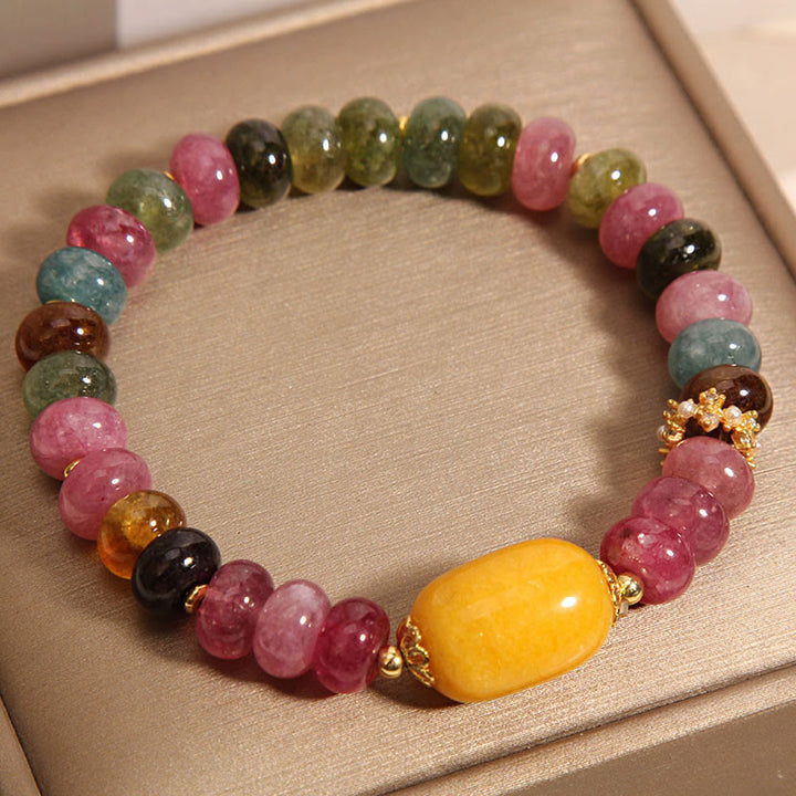 Bracelet positif en topaze tourmaline naturelle de Buddha Stones