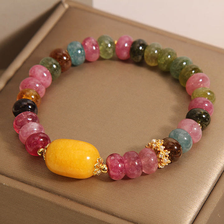 Bracelet positif en topaze tourmaline naturelle de Buddha Stones