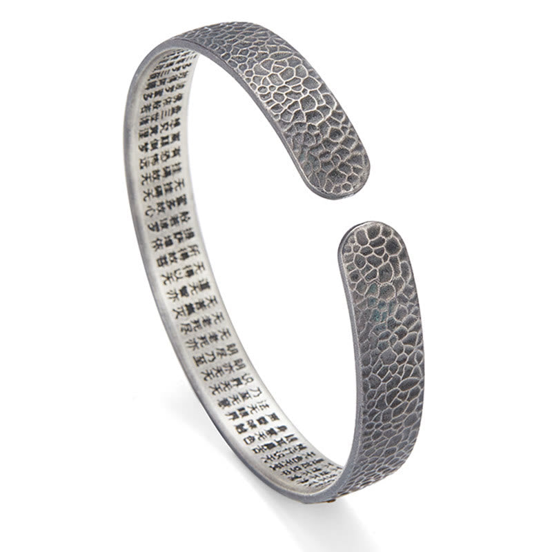 Bracelet manchette rétro en argent sterling 999 avec Buddha Stones et cœur Sutra, nuage de bon augure et richesse - image 1