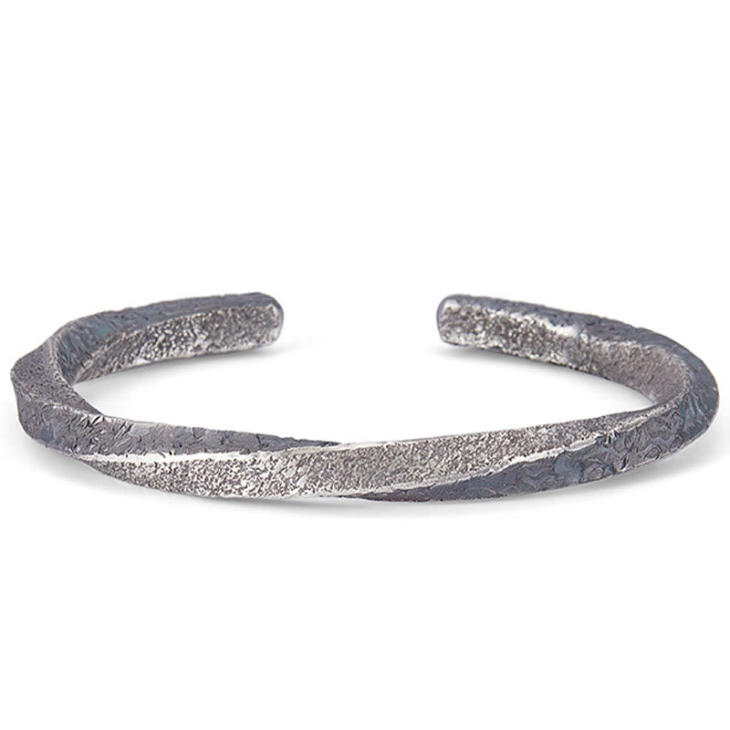 Bracelet manchette rétro en argent sterling 999 avec boucle Möbius Buddha Stones Eternal Love