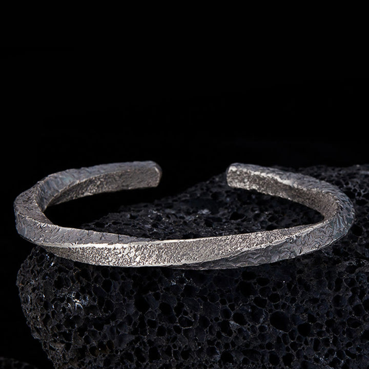 Bracelet manchette rétro en argent sterling 999 avec boucle Möbius Buddha Stones Eternal Love