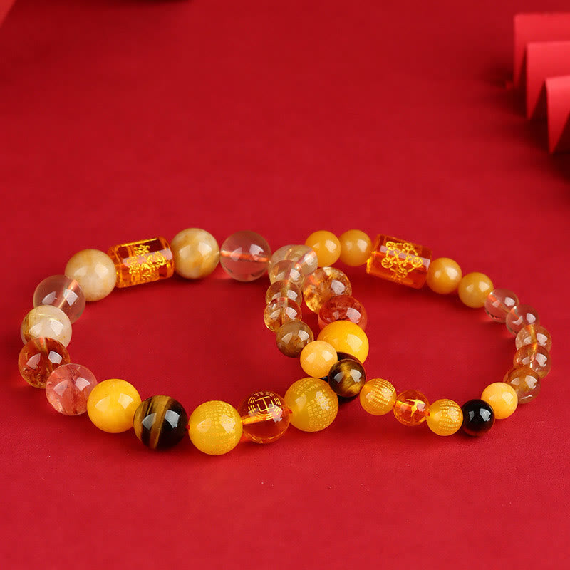 Buddha Stones Cinq éléments Dieu de la richesse Divers cristal Agate Bracelet de chance de richesse