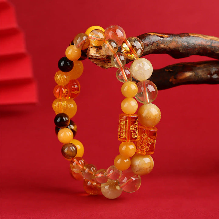 Buddha Stones Cinq éléments Dieu de la richesse Divers cristal Agate Bracelet de chance de richesse
