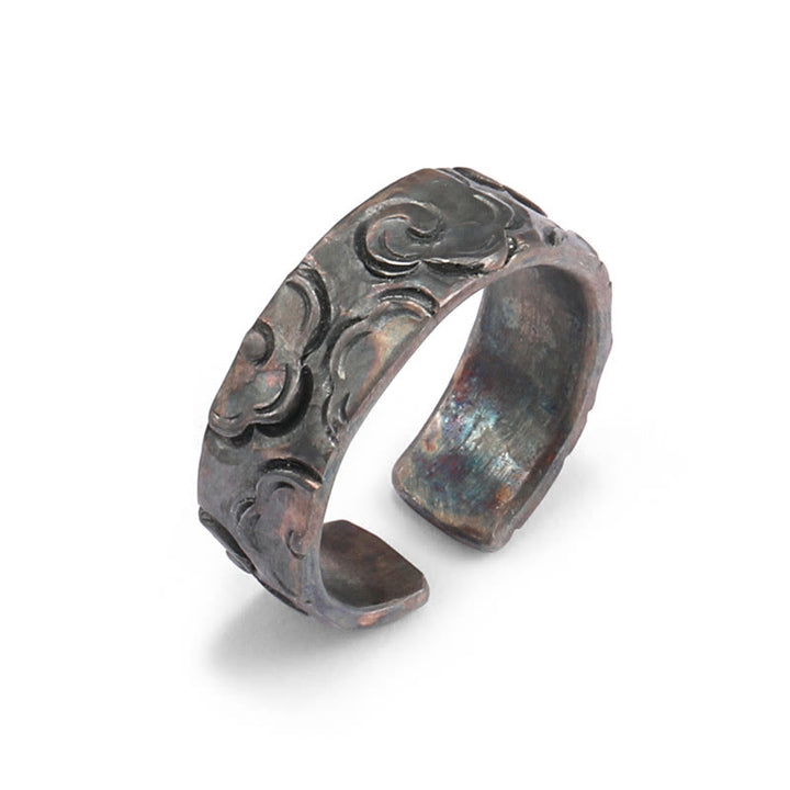Bague de protection réglable en argent sterling 999 Buddha Stones et nuages de bon augure