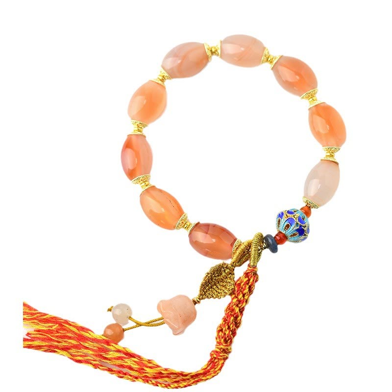 Bracelet de confiance en force et en agate de jade blanc tibétain avec Buddha Stones