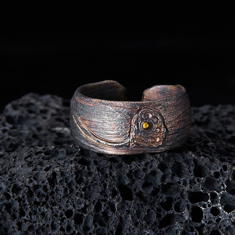 Bague de protection réglable en argent sterling 999 et cuivre avec Buddha Stones - image 1