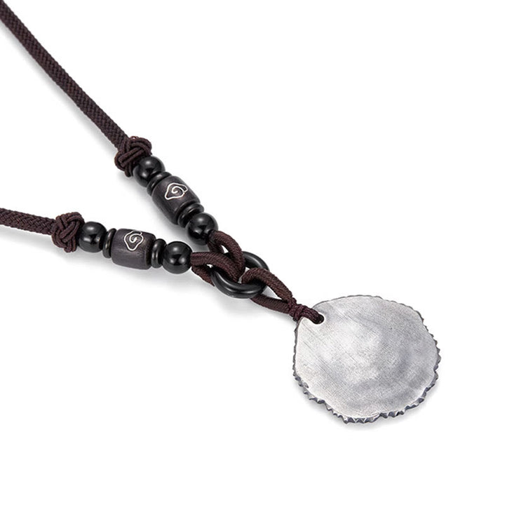 Collier avec pendentif en corde de coton Sophora Flavescens en argent sterling 999 et Buddha Stones