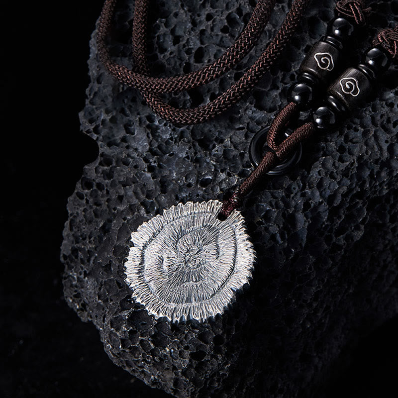 Collier avec pendentif en corde de coton Sophora Flavescens en argent sterling 999 et Buddha Stones