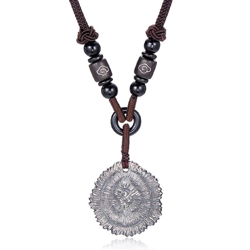 Collier avec pendentif en corde de coton Sophora Flavescens en argent sterling 999 et Buddha Stones - image 9