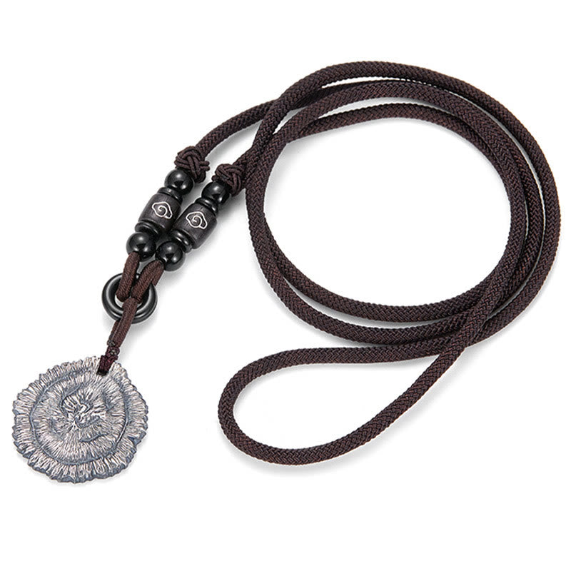 Collier avec pendentif en corde de coton Sophora Flavescens en argent sterling 999 et Buddha Stones