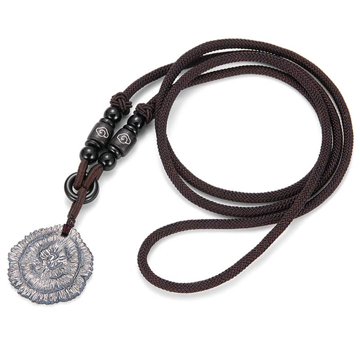Collier avec pendentif en corde de coton Sophora Flavescens en argent sterling 999 et Buddha Stones