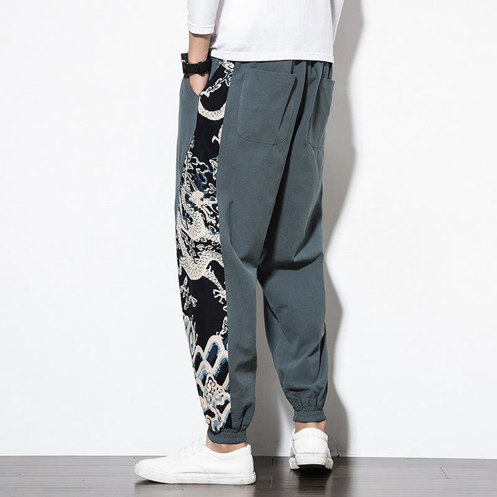 Pantalon en coton pour homme avec poches Buddha Stones Summer Dragon Waves - image 3