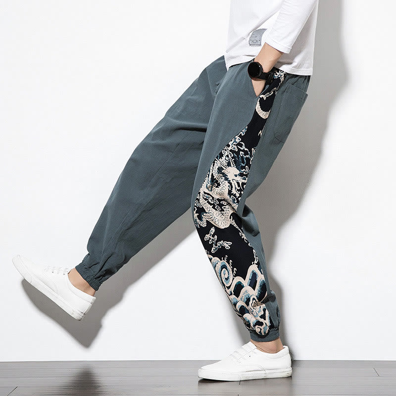 Pantalon en coton pour homme avec poches Buddha Stones Summer Dragon Waves - image 8