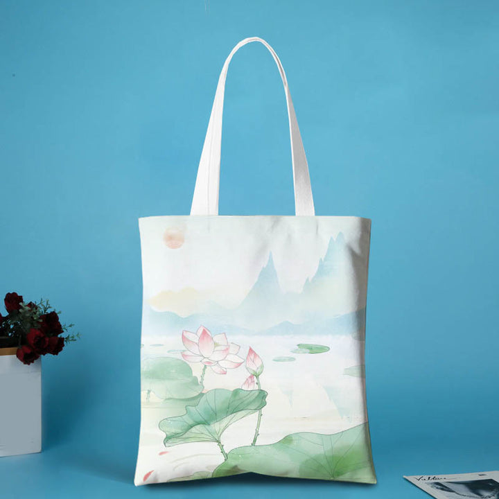 Sac à bandoulière en toile et métal avec Buddha Stones et lotus