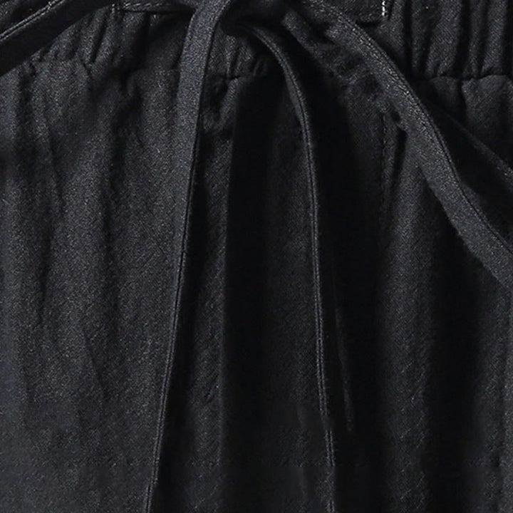 Pantalon sarouel pour homme avec cordon de serrage et poches, motif brodé de grue blanche et Buddha Stones - image 11