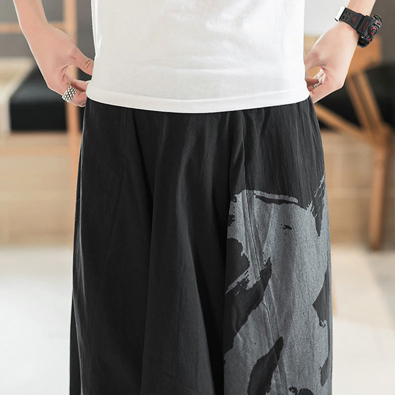 Pantalon sarouel en coton pour homme avec poches et calligraphie simple avec Buddha Stones - image 8