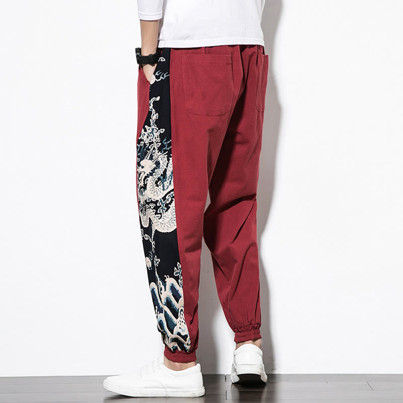 Pantalon en coton pour homme avec poches Buddha Stones Summer Dragon Waves - image 22