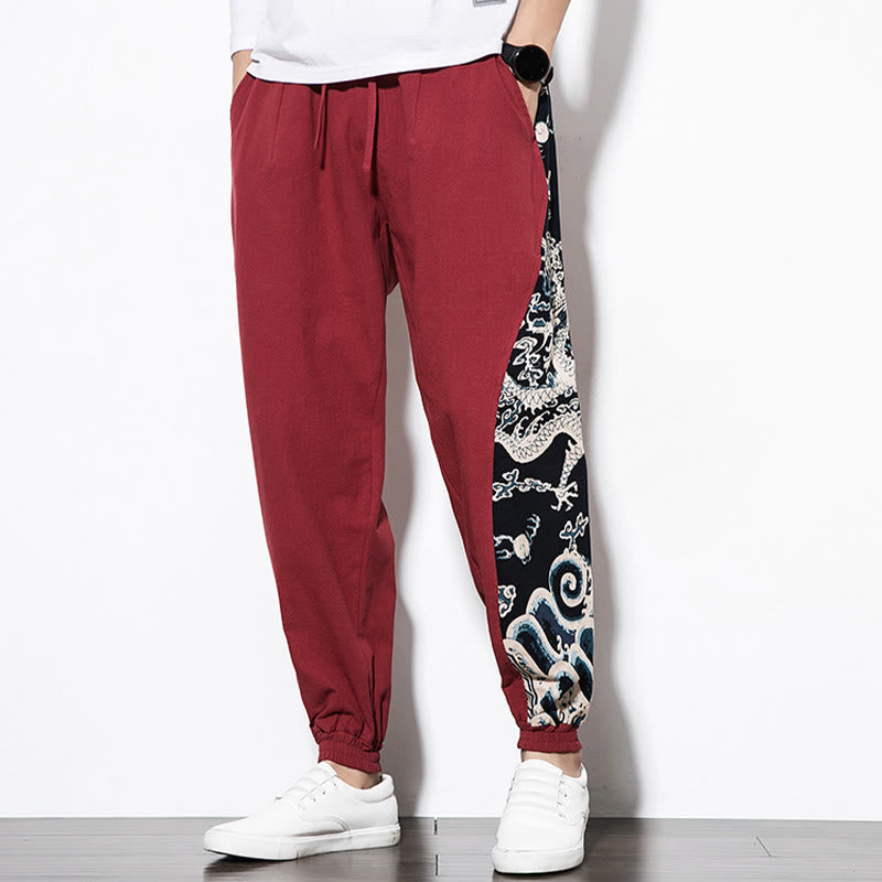 Pantalon en coton pour homme avec poches Buddha Stones Summer Dragon Waves - image 21