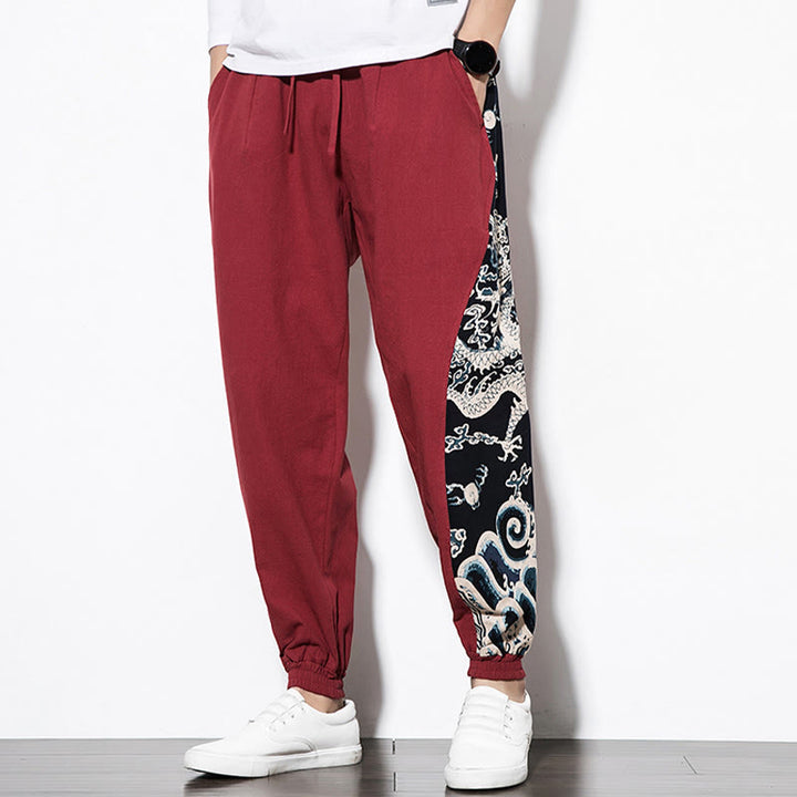 Pantalon en coton pour homme avec poches Buddha Stones Summer Dragon Waves - image 21