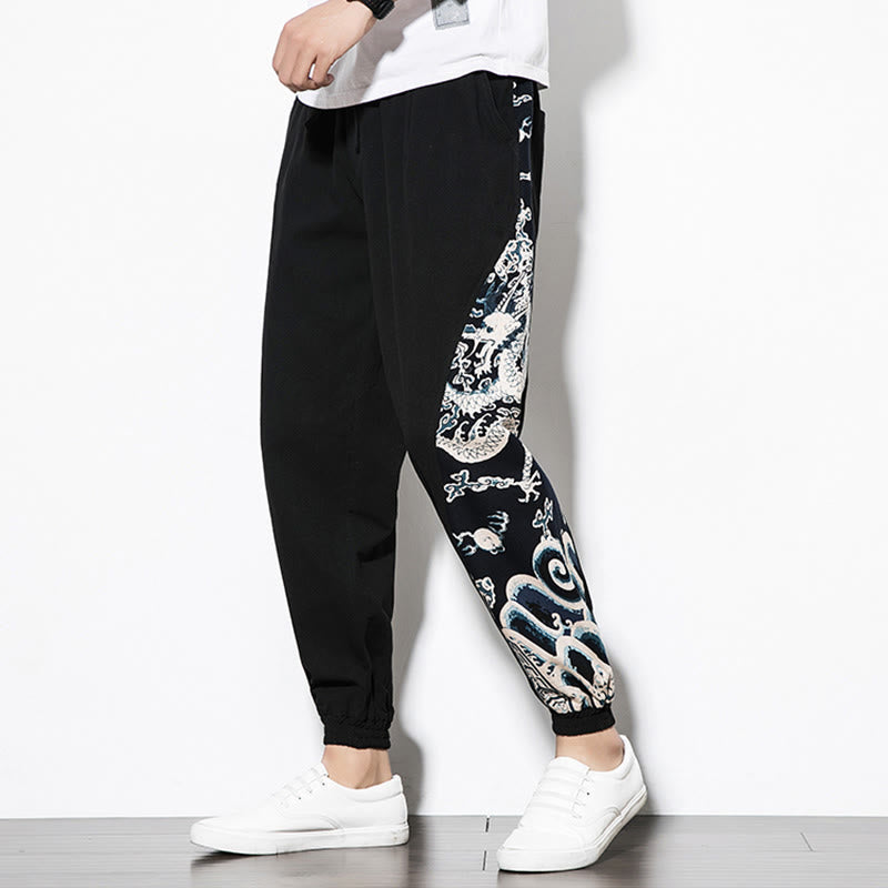 Pantalon en coton pour homme avec poches Buddha Stones Summer Dragon Waves - image 13