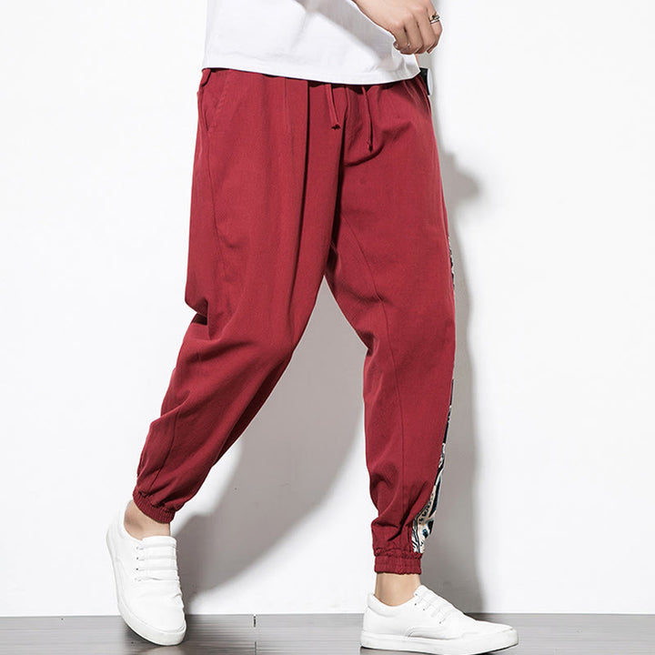 Pantalon en coton pour homme avec poches Buddha Stones Summer Dragon Waves - image 24