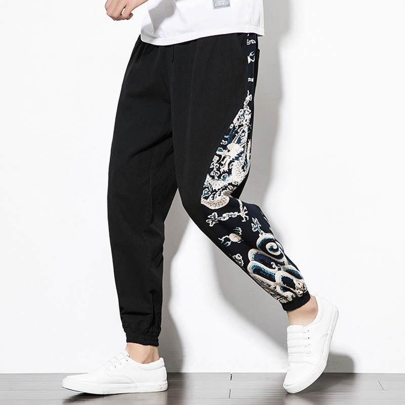 Pantalon en coton pour homme avec poches Buddha Stones Summer Dragon Waves - image 16